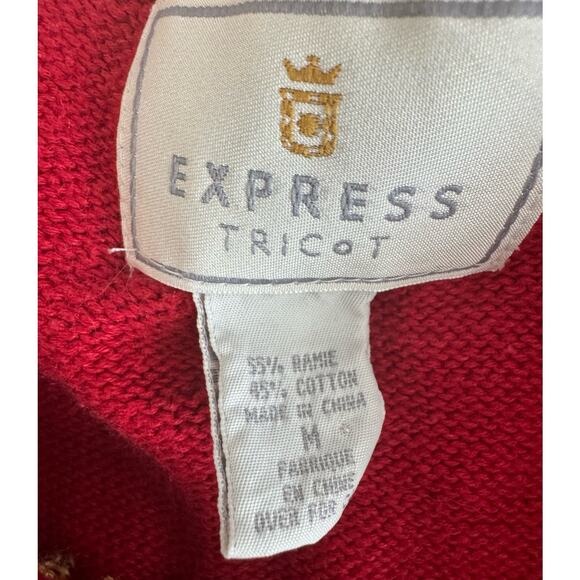 Vintage Y2K- 90s Express Tricot Bows Holiday Sweater Vest Size Medium r1 - Picture 5 of 7